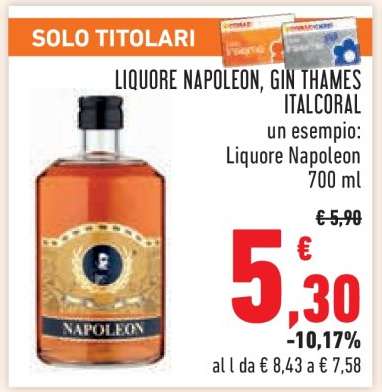 LIQUORE NAPOLEON, GIN THAMES ITALCORAL