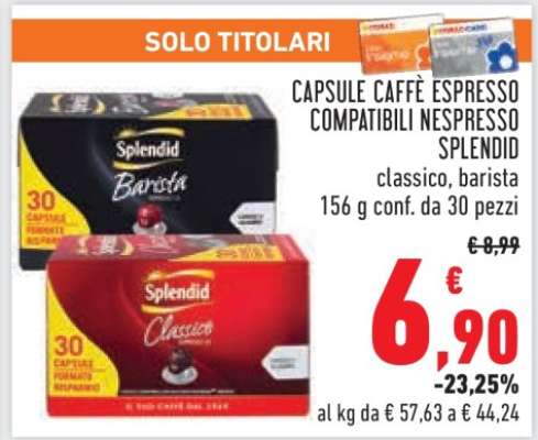 CAPSULE CAFFÈ ESPRESSO COMPATIBILI NESPRESSO SPLENDID