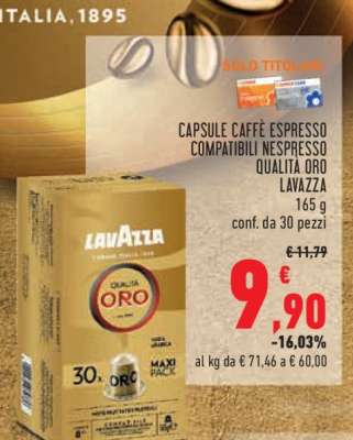 Capsule Caffè Espresso Compatibili Nespresso Qualità Oro Lavazza
