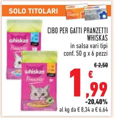 CIBO PER GATTI PRANZETTI WHISKAS