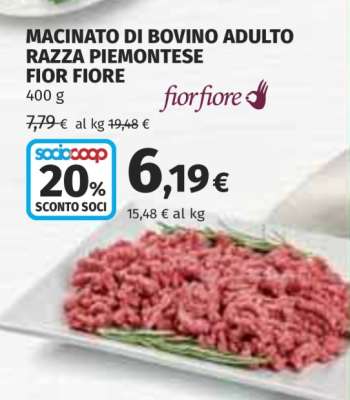 Macinato di Bovino Adulto Razza Piemontese Fior Fiore