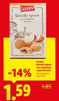 Sondey Biscotti ripieni con confettura e pezzi di mela