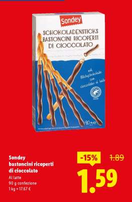 Sondey bastoncini ricoperti di cioccolato