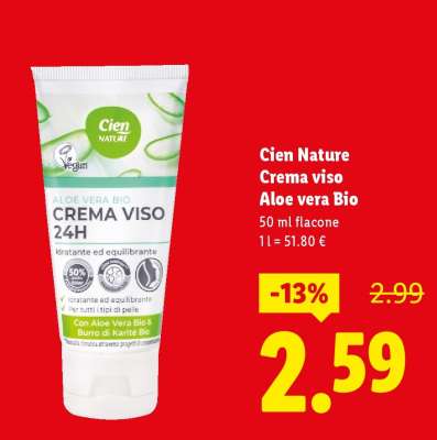 Cien Nature Crema viso aloe vera Bio