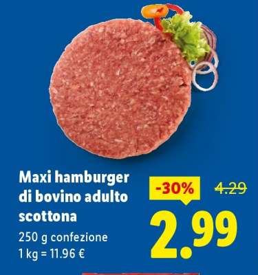 Maxi hamburger di bovino adulto scottona