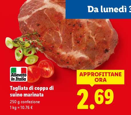 Tagliata di coppa di suino marinata