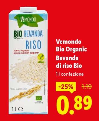 Vemondo Bio Organic Bevanda di riso Bio