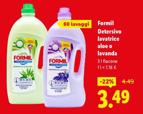 Formil Detersivo lavatrice aloe o lavanda