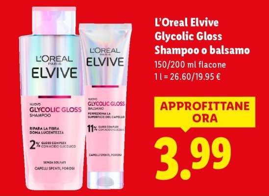 L'Oreal Elvive Glycolic Gloss Shampoo o balsamo