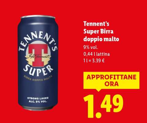 Tennent's Super Birra doppio malto