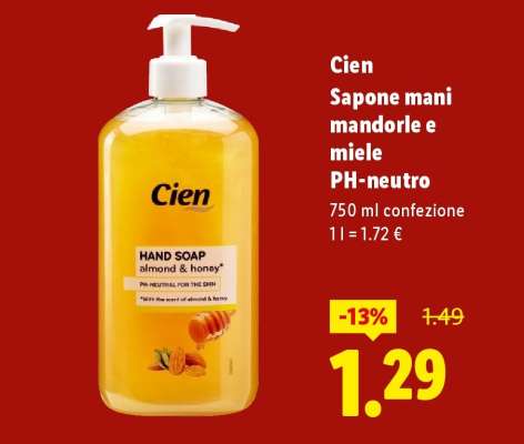 Cien Sapone mani mandorle e miele PH-neutro