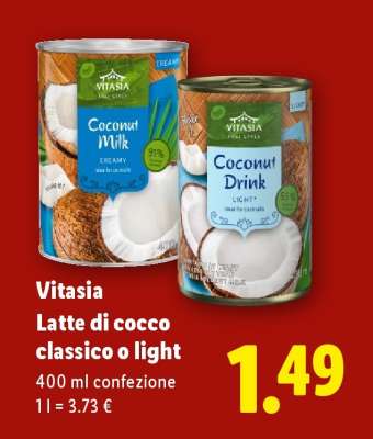Vitasia Latte di cocco classico o light