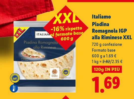 Italiamo Piadina Romagnola IGP alla Riminese XXL