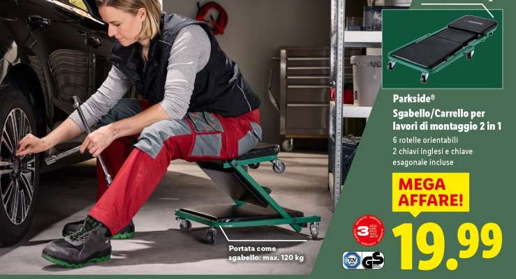 PARKSIDE® Sgabello/Carrello per lavori di montaggio 2 in 1