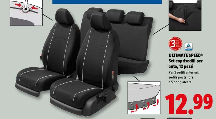 ULTIMATE SPEED® Set coprisedili per auto, 12 pezzi
