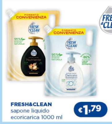 FRESH&CLEAN sapone liquido ecoricarica 1000 ml