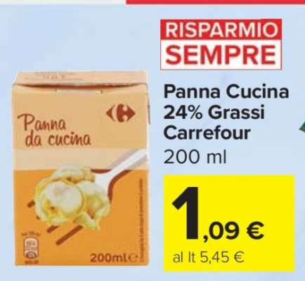 Panna Cucina 24% Grassi Carrefour