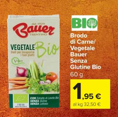 Brodo di Carne/Vegetale Bauer Senza Glutine Bio