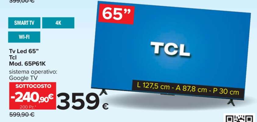 Tv Led 65” Tcl Mod. 65P61K