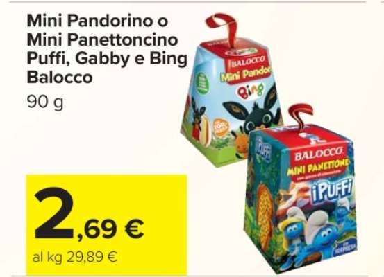 Mini Pandorino o Mini Panettoncino Puffi, Gabby e Bing Balocco