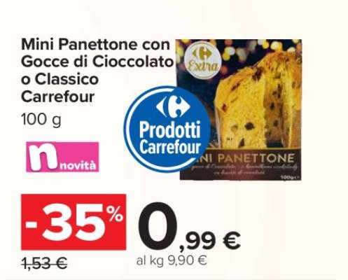 Mini Panettone con Gocce di Cioccolato o Classico Carrefour