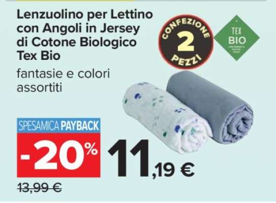 Lenzuolino per Lettino con Angoli in Jersey di Cotone Biologico Tex Bio