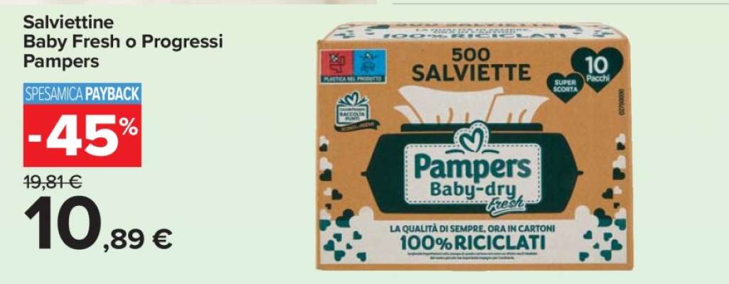 Salviettine Baby Fresh o Progressi Pampers