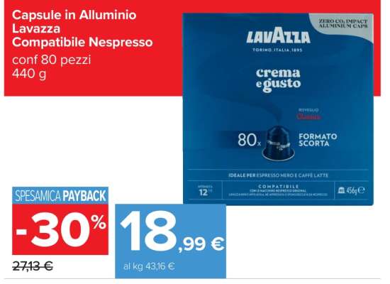 Capsule in Alluminio Lavazza Compatibile Nespresso