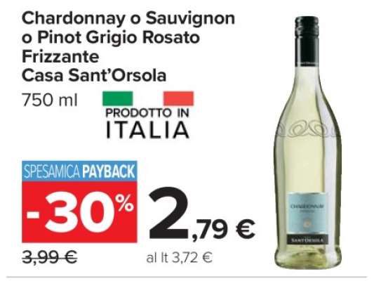 Chardonnay o Sauvignon o Pinot Grigio Rosato Frizzante Casa Sant’Orsola