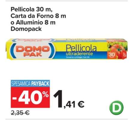 Domopack Pellicola 30 m, Carta da Forno 8 m o Alluminio 8 m