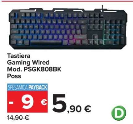 Tastiera Gaming Wired Mod. PSGK808BK Poss