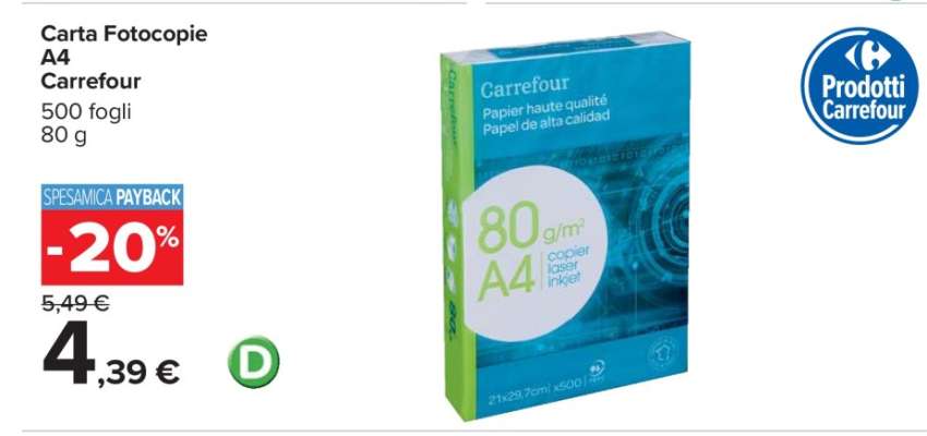 Carta Fotocopie A4 Carrefour