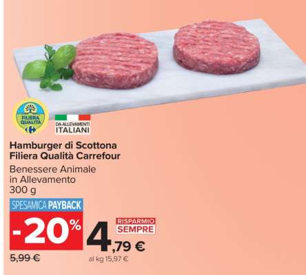 Hamburger di Scottona Filiera Qualità Carrefour