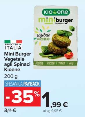Mini Burger Vegetale agli Spinaci Kioene