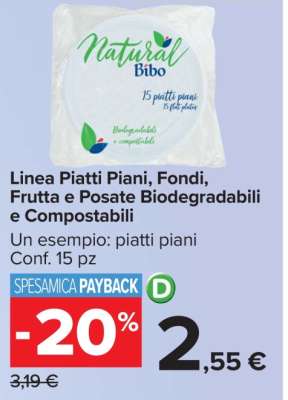Linea Piatti Piani, Fondi frutta e posate Biodegradabili e Compostabili