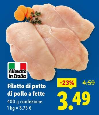 Filetto di petto di pollo a fette