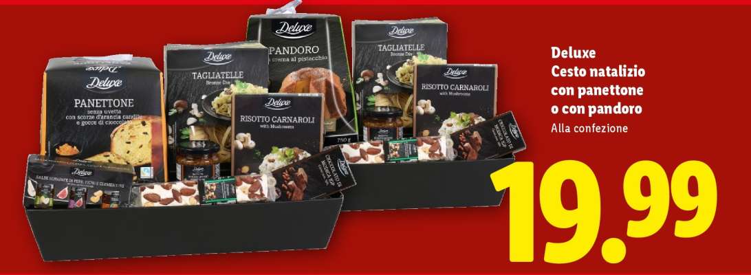 Deluxe Cesto natalizio con panettone o con pandoro