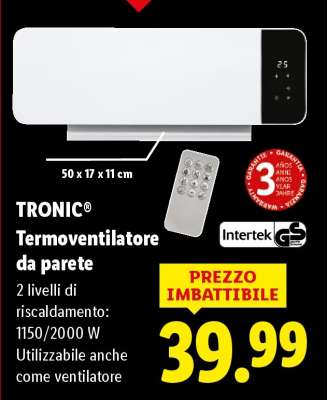 TRONIC® Termoventilatore da parete