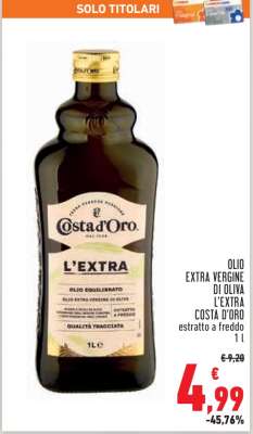 Olio Extra Vergine di Oliva L'Extra Costa d'Oro
