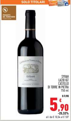 Syrah Lazio IGT Castello di Torre in Pietra