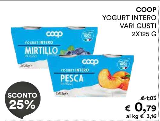 COOP YOGURT INTERO VARI GUSTI 2X125 G