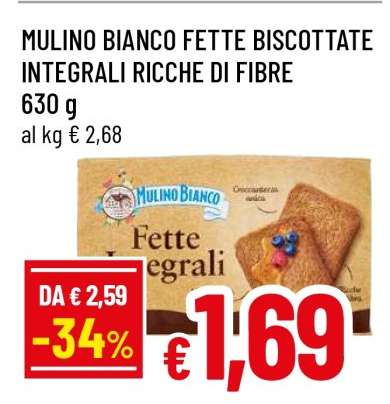 MULINO BIANCO FETTE BISCOTTATE INTEGRALI RICCHE DI FIBRE