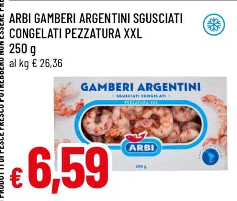 ARBI GAMBERI ARGENTINI SGUSCIATI CONGELATI PEZZATURA XXL