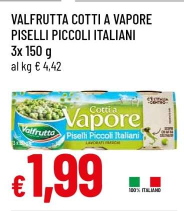 VALFRUTTA COTTI A VAPORE PISELLI PICCOLI ITALIANI