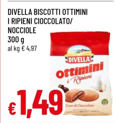 DIVELLA BISCOTTI OTTIMINI I RIPIENI CIOCCOLATO/NOCCIOLE