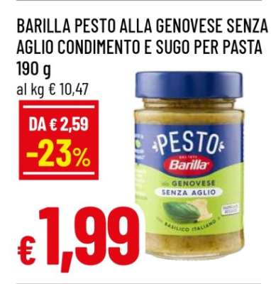 BARILLA PESTO ALLA GENOVESE SENZA AGLIO CONDIMENTO E SUGO PER PASTA