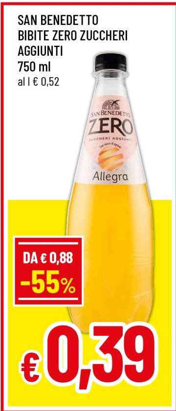 SAN BENEDETTO BIBITE ZERO ZUCCHERI AGGIUNTI