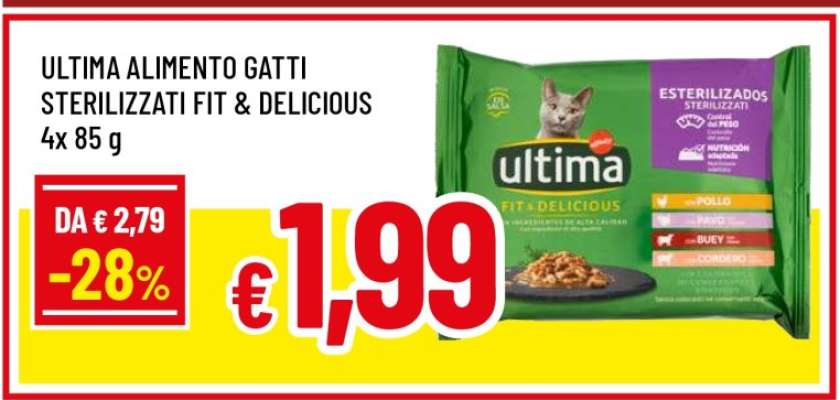 ULTIMA ALIMENTO GATTI STERILIZZATI FIT & DELICIOUS