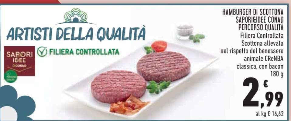 Hamburger di Scottona Sapori&Idee Conad Percorso Qualità