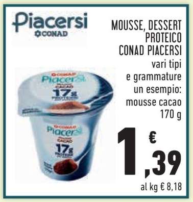 MOUSSE, DESSERT PROTEICO CONAD PIACERSI